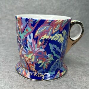 Lilly Pulitzer Sunset Safari Layer Up Mug Coffee Tea Cup 12oz Floral Gold Trim